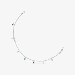 Mini Color - Bransoletka Tous Ze Srebra Z Pięcioma Misiami Z Kamieni - Tous Rozmiar