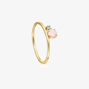 Mini Ivette - Pierścionek Tous Z Żółtego Złota Z Różowym Opalem I Topazem - Tous