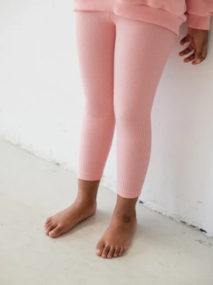 MINI legginsy z prążkowanej dzianiny w kolorze PINK - HIPS-80-86 (12-18) Marsala