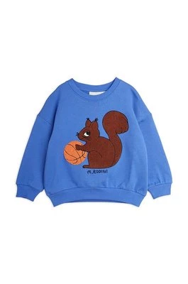 Mini Rodini bluza bawełniana dziecięca Squirrel kolor niebieski z aplikacją