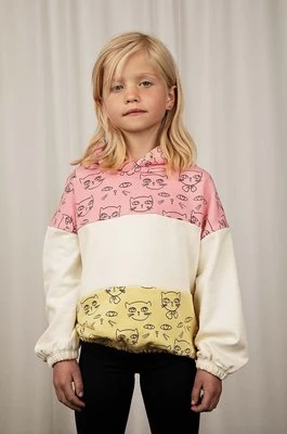 Mini Rodini bluza bawełniana dziecięca Cathlethes kolor różowy z kapturem wzorzysta