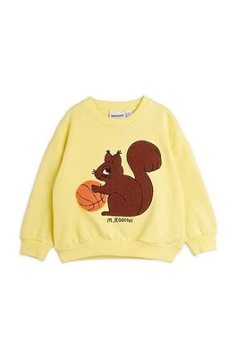 Mini Rodini bluza bawełniana dziecięca Squirrel kolor żółty z aplikacją