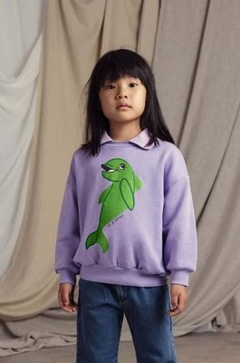 Mini Rodini bluza dziecięca Dolphin kolor fioletowy z nadrukiem
