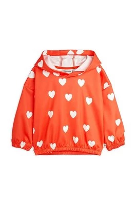 Mini Rodini bluza dziecięca Hearts kolor czerwony z kapturem wzorzysta