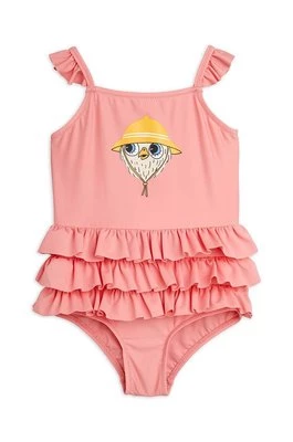 Mini Rodini jednoczęściowy strój kąpielowy dziecięcy Owl kolor różowy