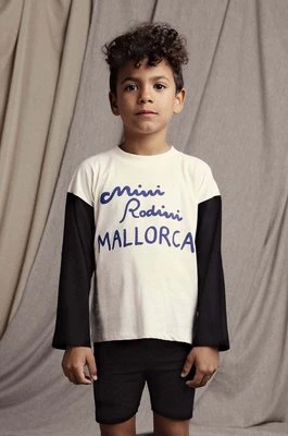 Mini Rodini longsleeve dziecięcy Mallorca kolor biały z nadrukiem