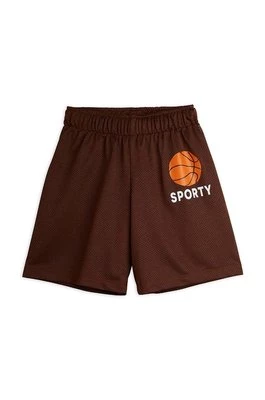 Mini Rodini szorty dziecięce Basket kolor brązowy z nadrukiem