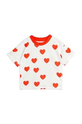 Mini Rodini t-shirt bawełniany dziecięcy Hearts kolor beżowy