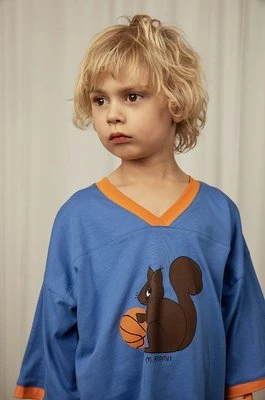 Mini Rodini t-shirt bawełniany dziecięcy Squirrel kolor niebieski z nadrukiem