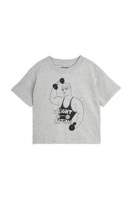 Mini Rodini t-shirt bawełniany dziecięcy Weight lifting kolor szary z nadrukiem