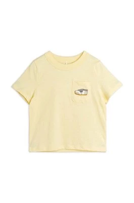 Mini Rodini t-shirt bawełniany dziecięcy Jogging kolor żółty z nadrukiem