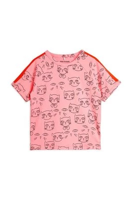 Mini Rodini t-shirt dziecięcy Cathlethes kolor różowy wzorzysty