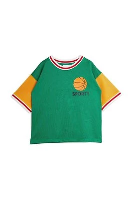Mini Rodini t-shirt dziecięcy Basket kolor zielony z nadrukiem