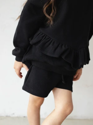 MINI spodenki dresowe z dzianiny waflowej w kolorze TOTALLY BLACK - JELLY-128-134 (8-9) Marsala