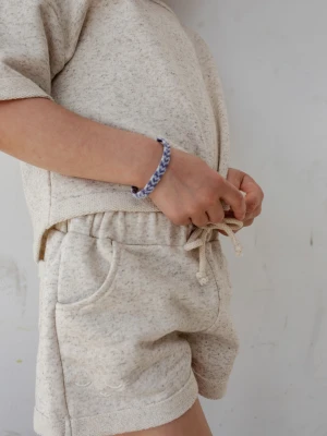 MINI spodenki z dzianiny dresowej w kolorze BEIGE z dodatkiem konopii - BUNCHES KONOPIA-116-122 (6-7) Marsala