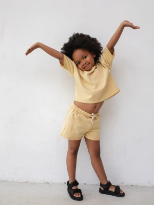 MINI spodenki z dzianiny dresowej w kolorze TRANSPARENT YELLOW - BUNCHES-92-98 (2-3) Marsala