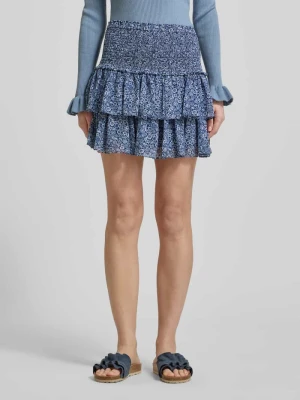 Mini spódnica z falbankowym dołem i detalami ze smockingiem MICHAEL Michael Kors