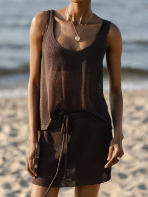 Mini spódniczka z wiskozy w kolorze COFFE SHAKE - MEGAN Marsala