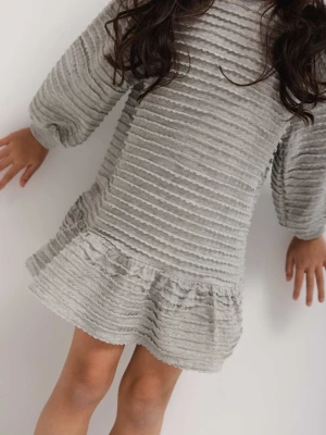 MINI sukienka z falbanką w kolorze SZARYM- LIBBY-80-86 (12-18) Marsala