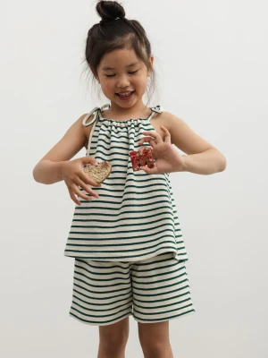 MINI szorty w zielono beżowe paski -DAISY-92-98 (2-3) Marsala