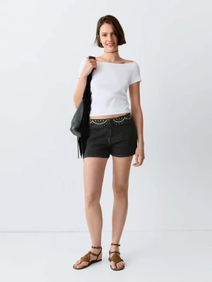 Mini szorty z krzyżowaną talią black denim - Teen - - MANGO TEEN