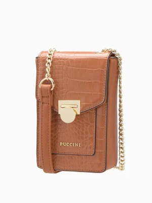 Mini torebka damska na łańcuszku brązowa Puccini