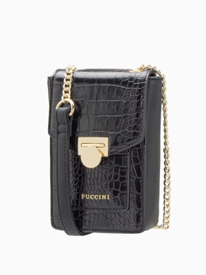 Mini torebka damska na łańcuszku czarna Puccini