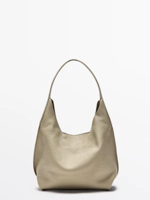 Mini Torebka Na Ramię Ze Skóry Nappa - Szarobrązowy - Massimo Dutti - Female