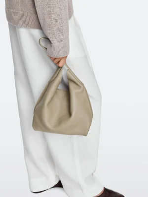 Mini Torebka Na Ramię Ze Skóry Nappa - Szarobrązowy - Massimo Dutti - Female