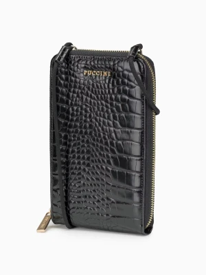 Mini torebka na telefon na sznurku czarna Puccini