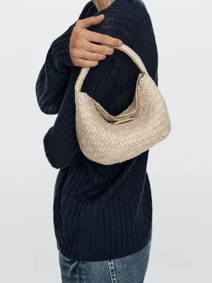Mini Torebka Pleciona Ze Skóry Nappa - Surowy - - Massimo Dutti - Kobieta