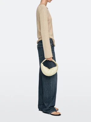 Mini Torebka Półksiężyc Do Ręki Ze Skóry Nappa - Biały - - Massimo Dutti - Kobieta
