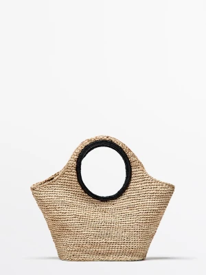 Mini Torebka Półksiężyc Ze 100% Rafii - Beżowy - Massimo Dutti - Female