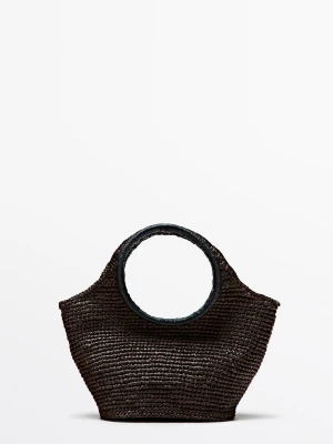 Mini Torebka Półksiężyc Ze 100% Rafii - Brązowy - - Massimo Dutti - Female