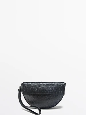 Mini Torebka Półksiężyc Ze Skóry Nappa O Teksturze - Czarny - Massimo Dutti - Female