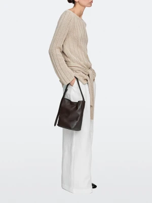Mini Torebka Typu Bucket Ze Skóry Nappa - Brązowy - Massimo Dutti - Female