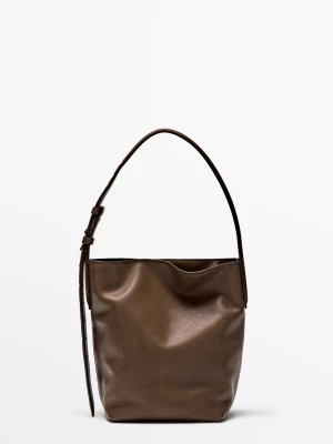 Mini Torebka Typu Bucket Ze Skóry Nappa - Skórzany - - Massimo Dutti - Kobieta