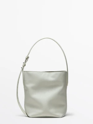 Torebka Typu Bucket Ze Skóry Nappa - Biały Złamany - - Massimo Dutti - Kobieta