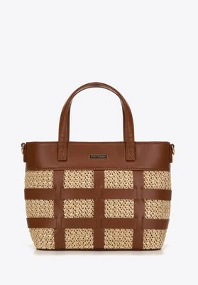 Minikuferek z ekoskóry ze wstawką z plecionki beżowo-brązowy Wittchen