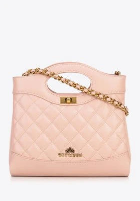 Minikuferek ze skóry pikowany na łańcuszku różowy Wittchen