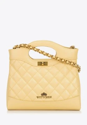 Minikuferek ze skóry pikowany na łańcuszku żółty Wittchen