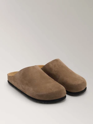 Minimalistyczne skórzane chodaki brązowy - Kobieta - - MANGO