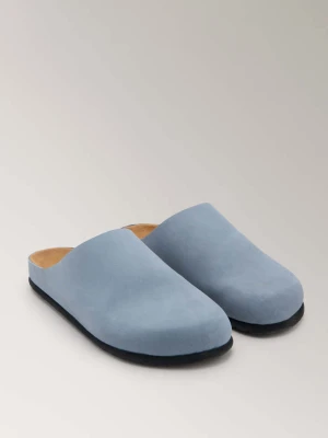 Minimalistyczne skórzane chodaki szary - Kobieta - - MANGO