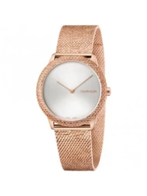 Minimalistyczny Zegarek Kwarcowy - Biała Tarcza, Różowe Złoto Calvin Klein