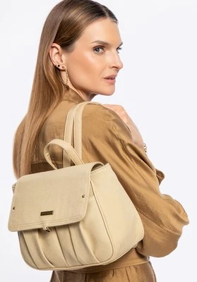 Miniplecak damski z klapą beżowy Wittchen