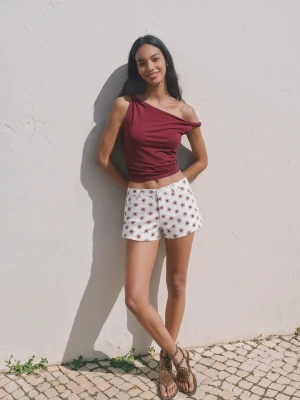 Miniszorty z kwiatowym wzorem złamana biel - Dziewczyna - - MANGO TEEN