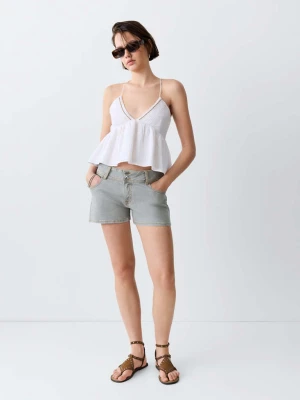 Miniszorty z niskim stanem szary denim - Teen - MANGO TEEN