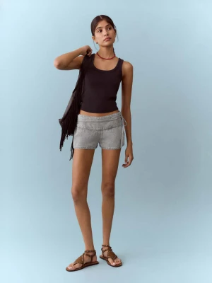 Miniszorty z wiązaniem szary denim - Teen - - MANGO TEEN