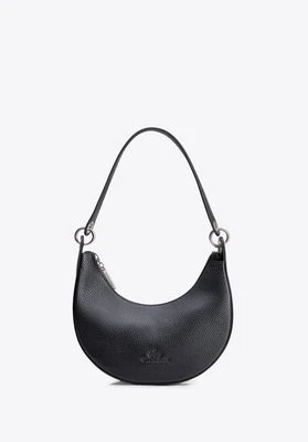 Minitorebka bagietka ze skóry naturalnej z tłoczonym logo czarna Wittchen