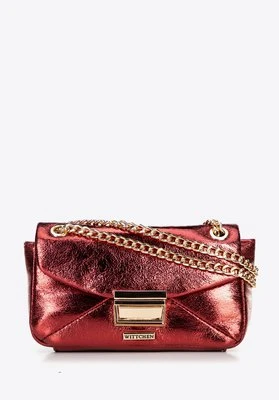Minitorebka crossbody z połyskującej ekoskóry czerwona Wittchen